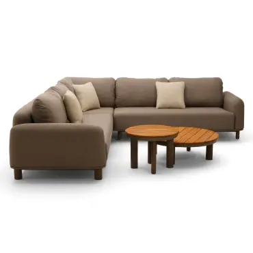 Fabric Sicily Corner Sofa Set & Round Tables