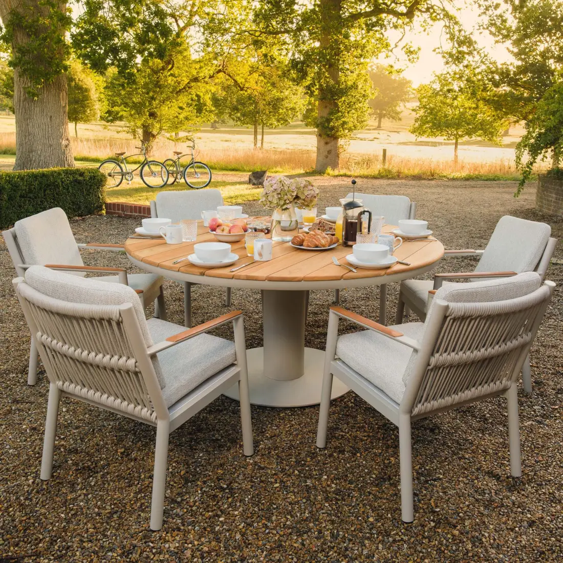 Sicily Rope Weave 6 Seat Round Dining Set