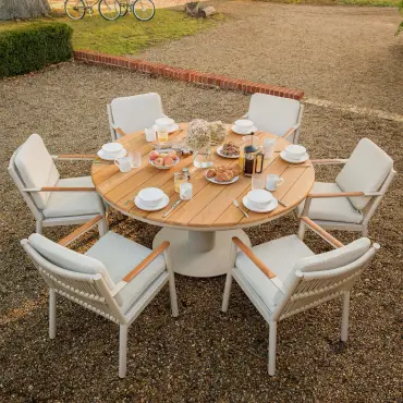 Sicily Rope Weave 6 Seat Round Dining Set
