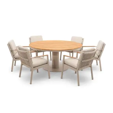 Sicily Rope Weave 6 Seat Round Dining Set