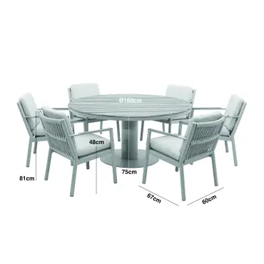 Sicily Rope Weave 6 Seat Round Dining Set