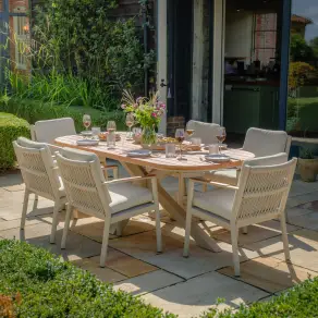 Sicily Rope Weave 6 Seat Rectangular Dining Set