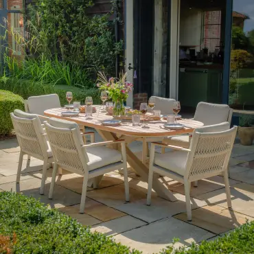 Sicily Rope Weave 6 Seat Rectangular Dining Set