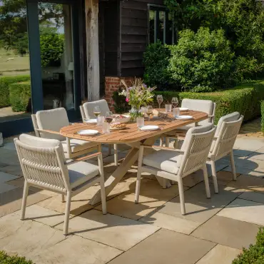 Sicily Rope Weave 6 Seat Rectangular Dining Set
