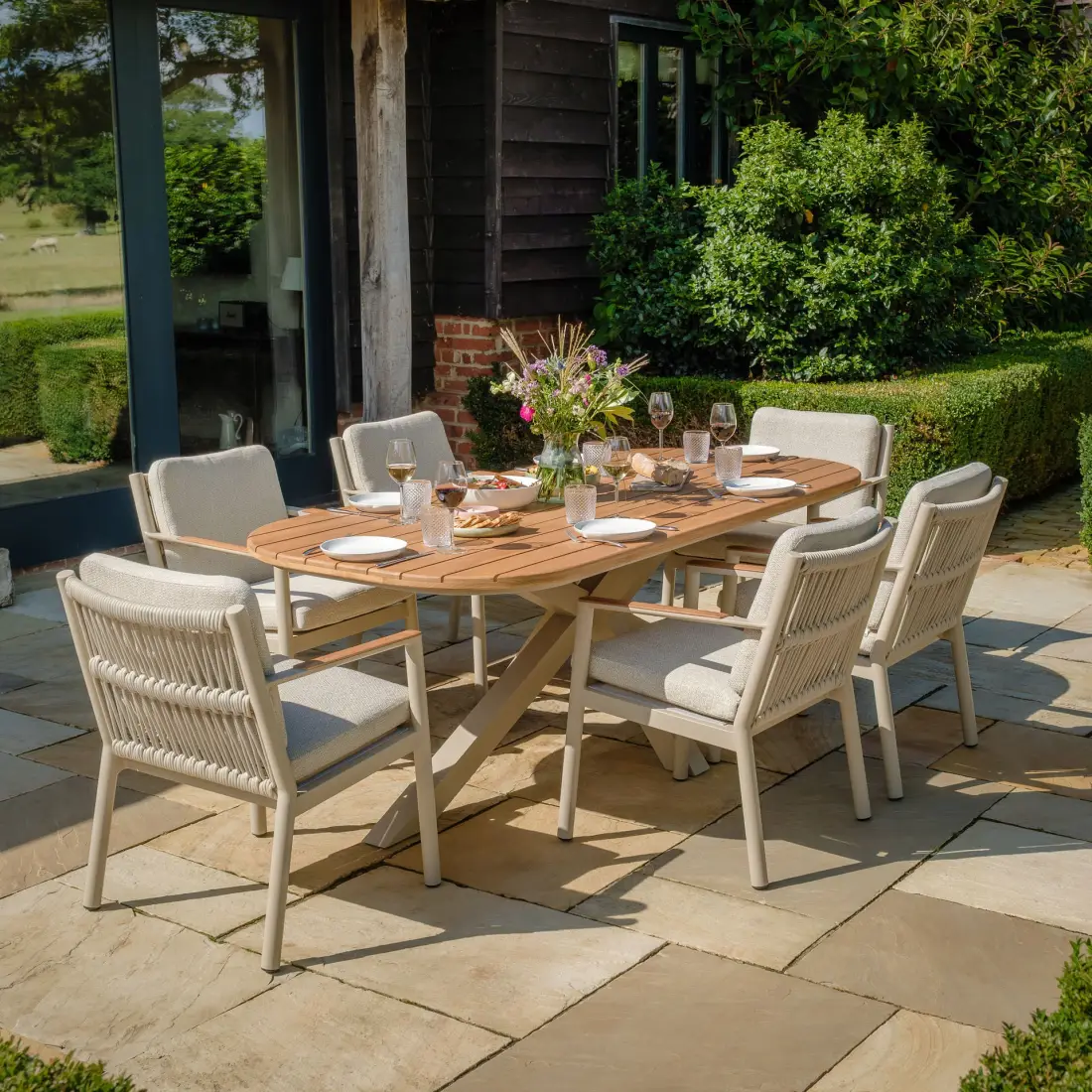Sicily Rope Weave 6 Seat Rectangular Dining Set Sicily Rope Weave 6 Seat Rectangular Dining Set