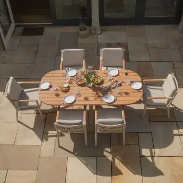 Sicily Rope Weave 6 Seat Rectangular Dining Set