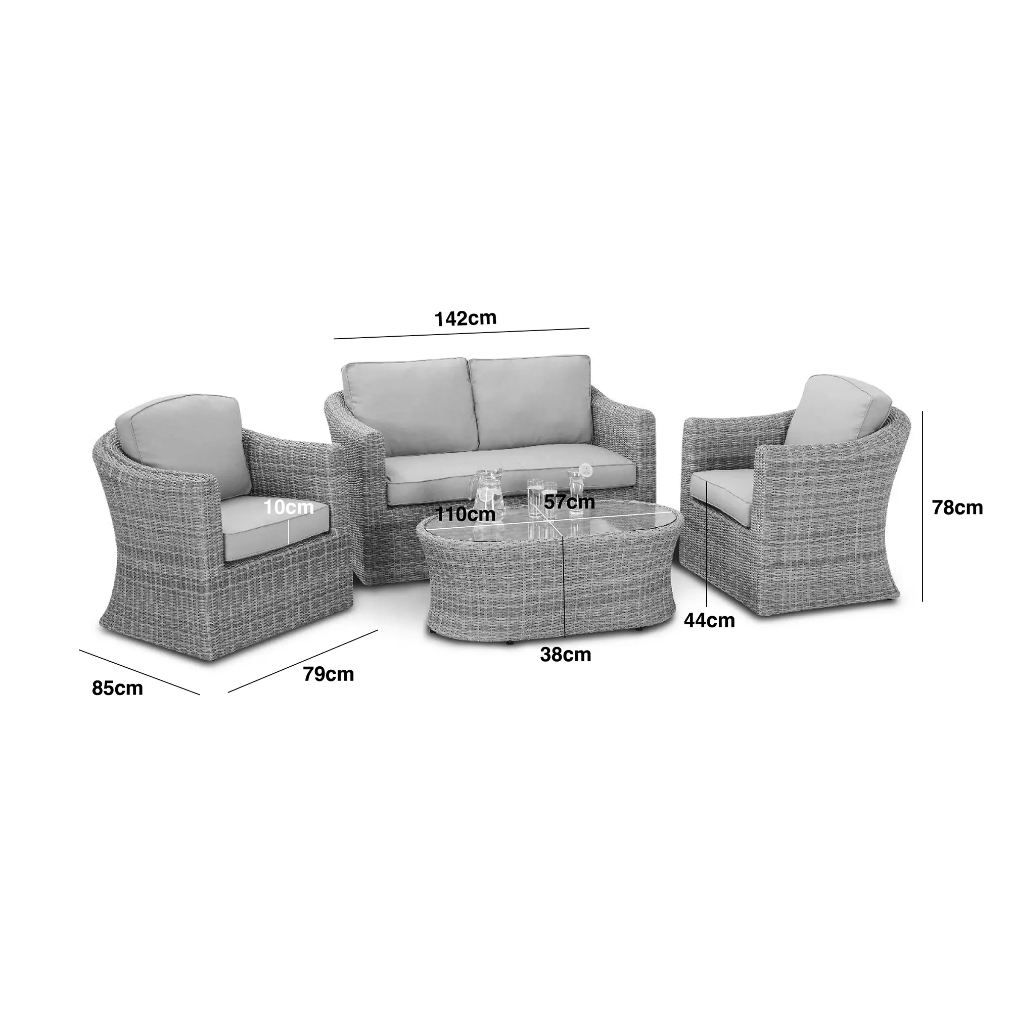 Oxford 2 Seat Rattan Sofa Set