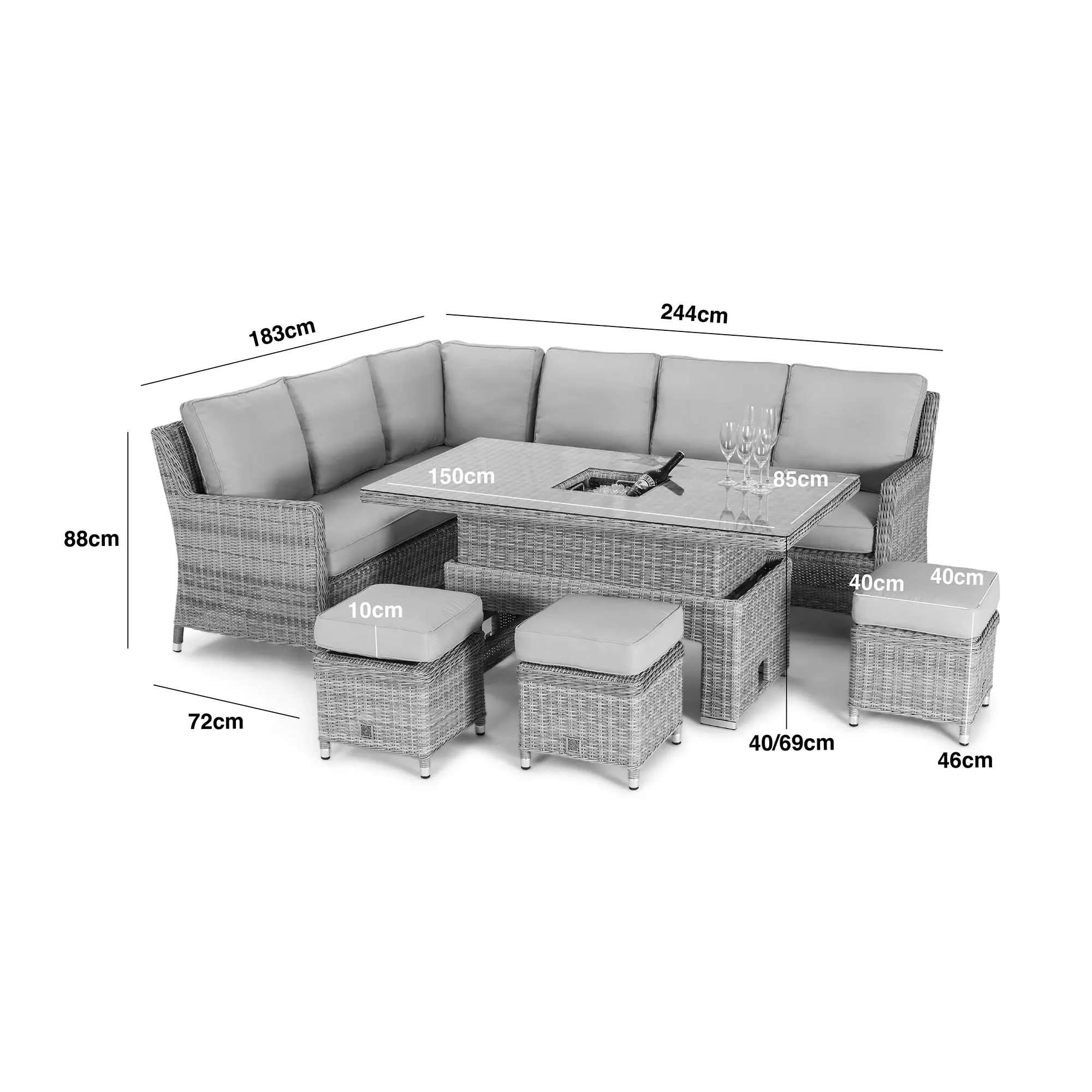Oxford Rattan Corner Dining Set