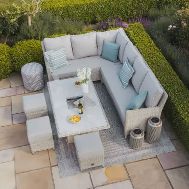 OXFORD VENICE CORNER SOFA DINING SET WITH ICE BUCKET Rattan furniture