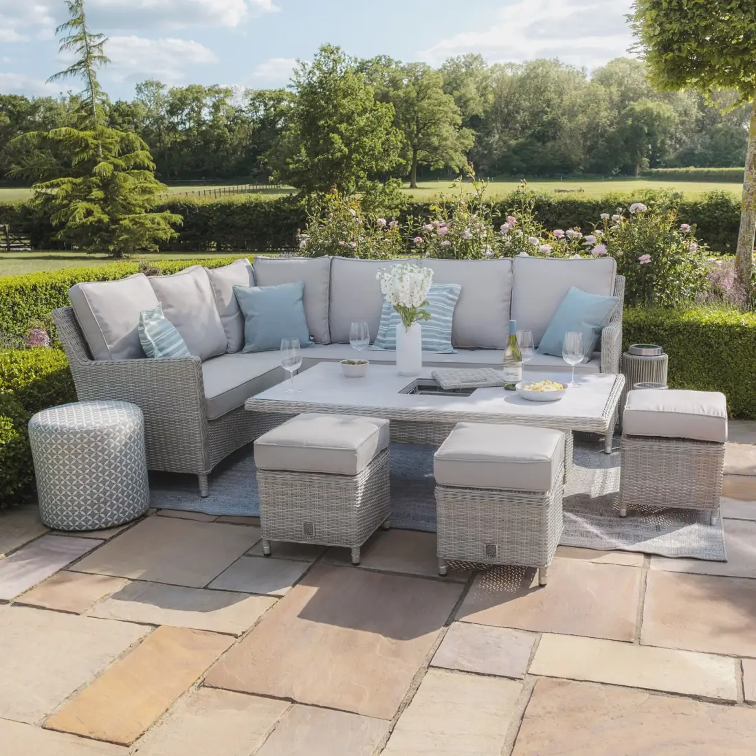 OXFORD VENICE CORNER SOFA DINING SET WITH ICE BUCKET Rattan furniture OXFORD VENICE CORNER SOFA DINING SET WITH ICE BUCKET Rattan furniture