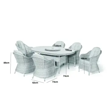 Oxford 6 Seat Ice Bucket Oval Dining set with Rounded Chairs