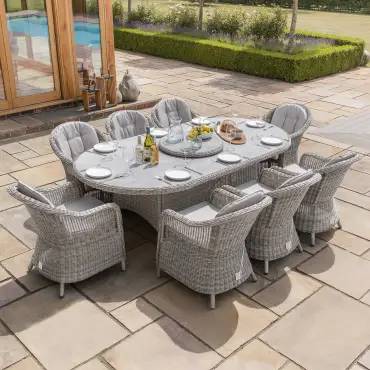 Oxford 8 Seat Oval Dining Chairs & Lazy Susan