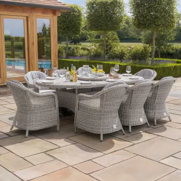 Oxford 8 Seat Oval Dining Chairs & Lazy Susan