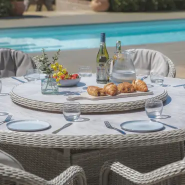 OXFORD 8 SEAT ROUND DINING SET WITH ROUNDED CHAIRS
