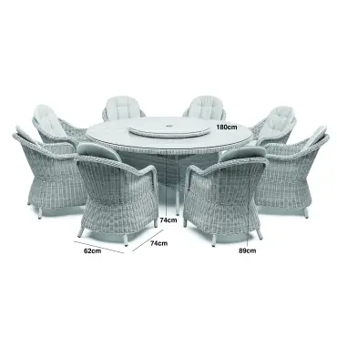 Oxford 8 Seat Round Dining Chairs & Lazy Susan