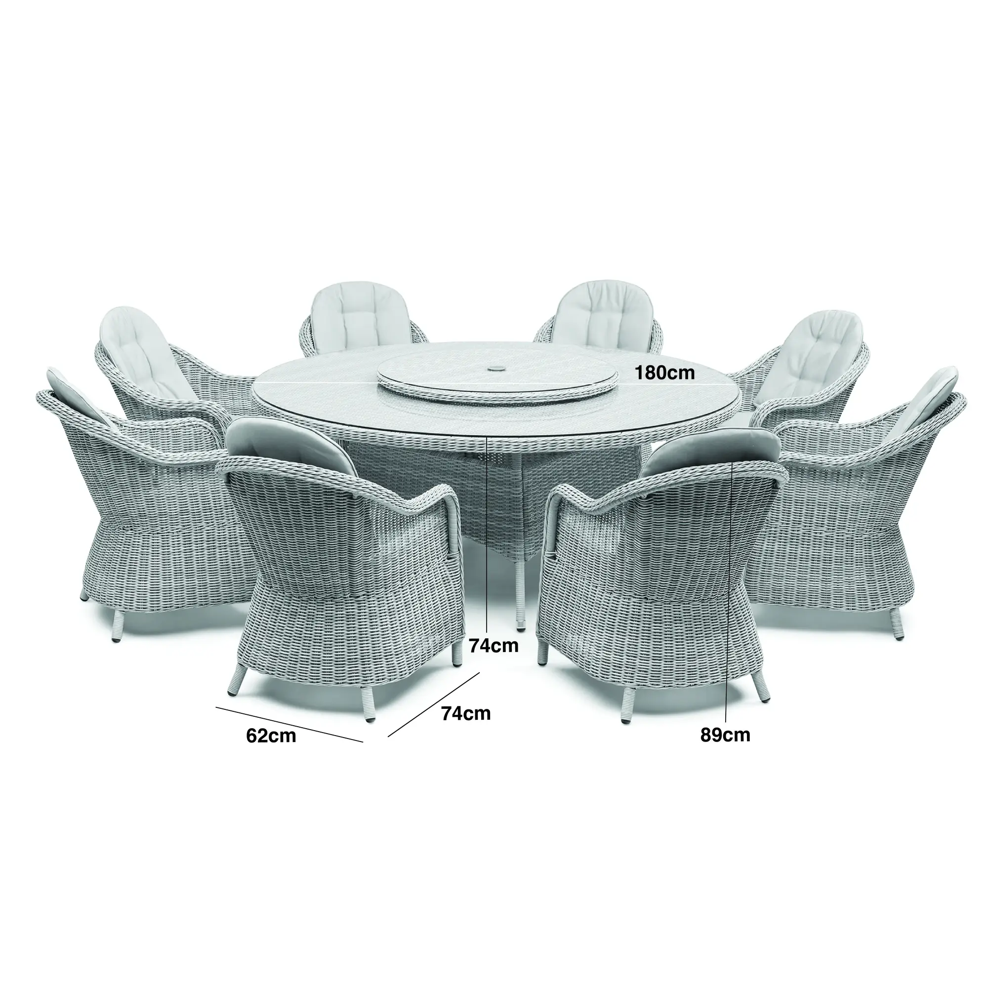 Oxford 8 Seat Round Dining Chairs & Lazy Susan