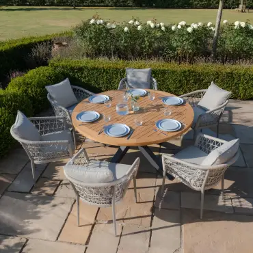 Monaco 6 Seat Jakarta Teak Round Dining Set