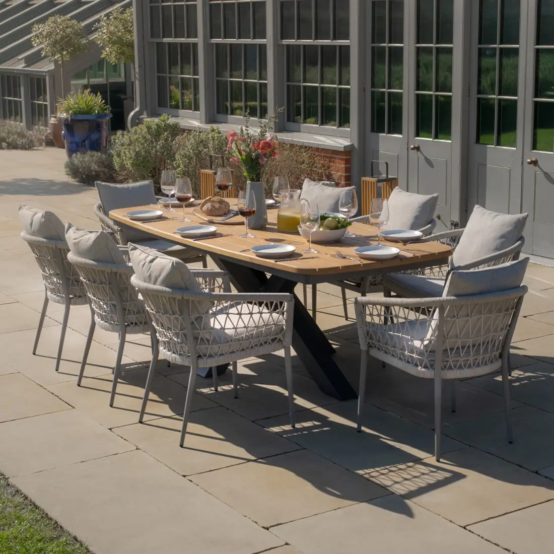 Monaco 8 Seat Jakarta Teak Oval Dining Set