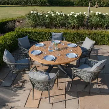 Monaco 6 Seat Jakarta Teak Round Dining Set