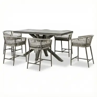 Monaco Rope Weave 6 Seat Rectangular Bar Set