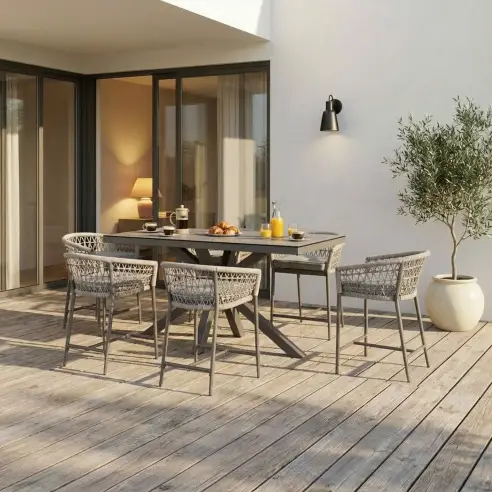 Monaco Rope Weave 6 Seat Rectangular Bar Set Monaco Rope Weave 6 Seat Rectangular Bar Set