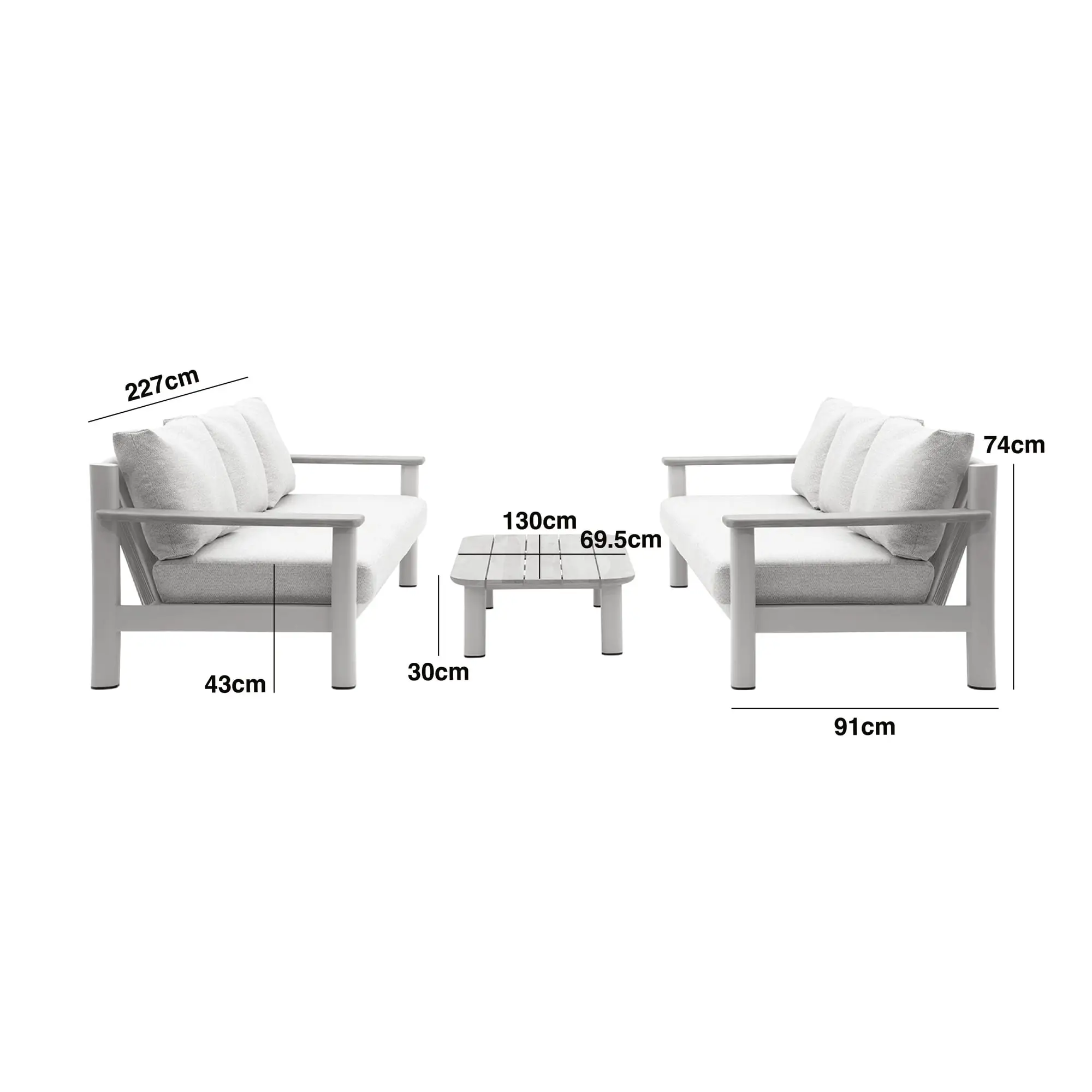 Sicily Rope Weave Sofa Set - Coffee Table & 2x 3 Seat Sofas