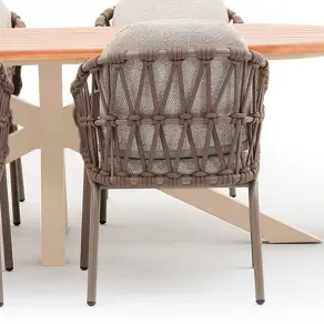 Pair of Sicily Open Rope Weave Garden Dining Chairs