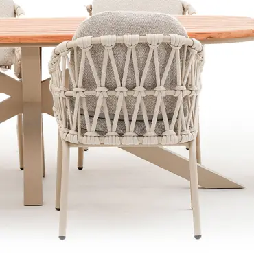 Sicily Open Rope Weave 8 Seat Rectangular Dining Set