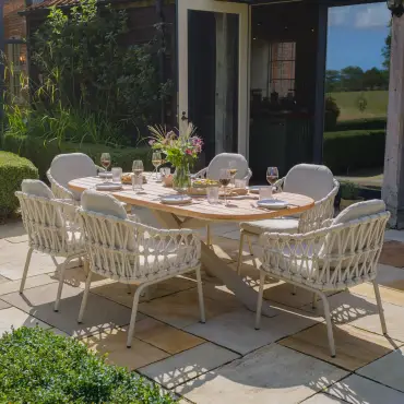 Sicily Open Rope Weave 6 Seat Rectangular Dining