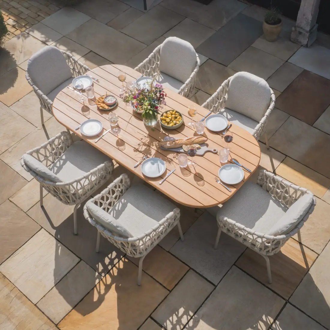 Sicily Open Rope Weave 6 Seat Rectangular Dining Sicily Open Rope Weave 6 Seat Rectangular Dining