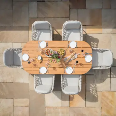 Sicily Open Rope Weave 6 Seat Rectangular Dining