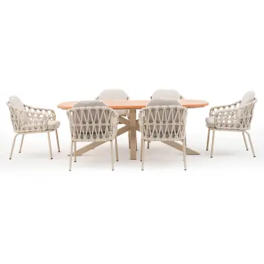 Sicily Open Rope Weave 6 Seat Rectangular Dining