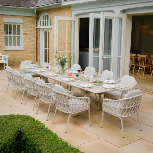 Sicily Rope Weave 8-12 Seat Extending Dining