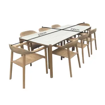 Veluta Curve Teak Dining Set 2.4m - FSC Certified