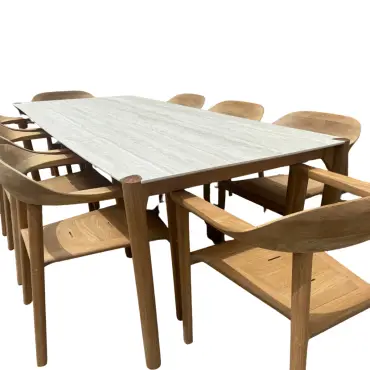 Veluta Curve Teak Dining Set 2.4m - Teak Certified
