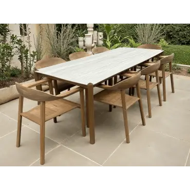 Veluta Curve Teak Dining Table 2.4m - FSC Certified