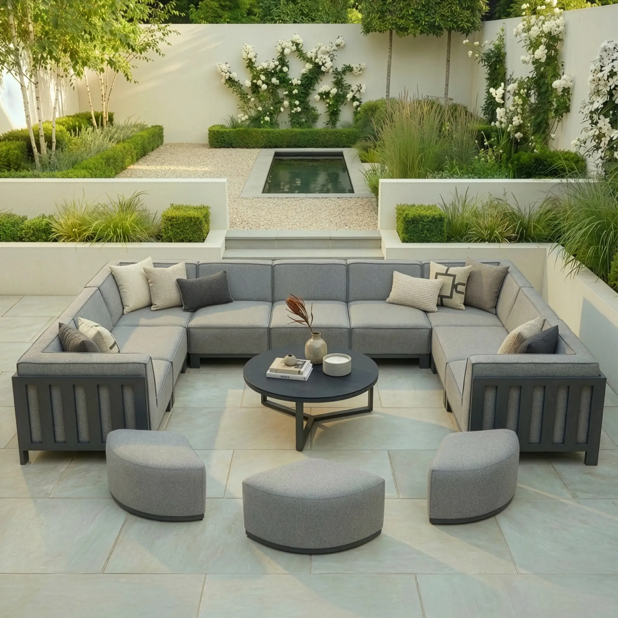 Ibiza U Shape Sofa Set & round Coffee Table