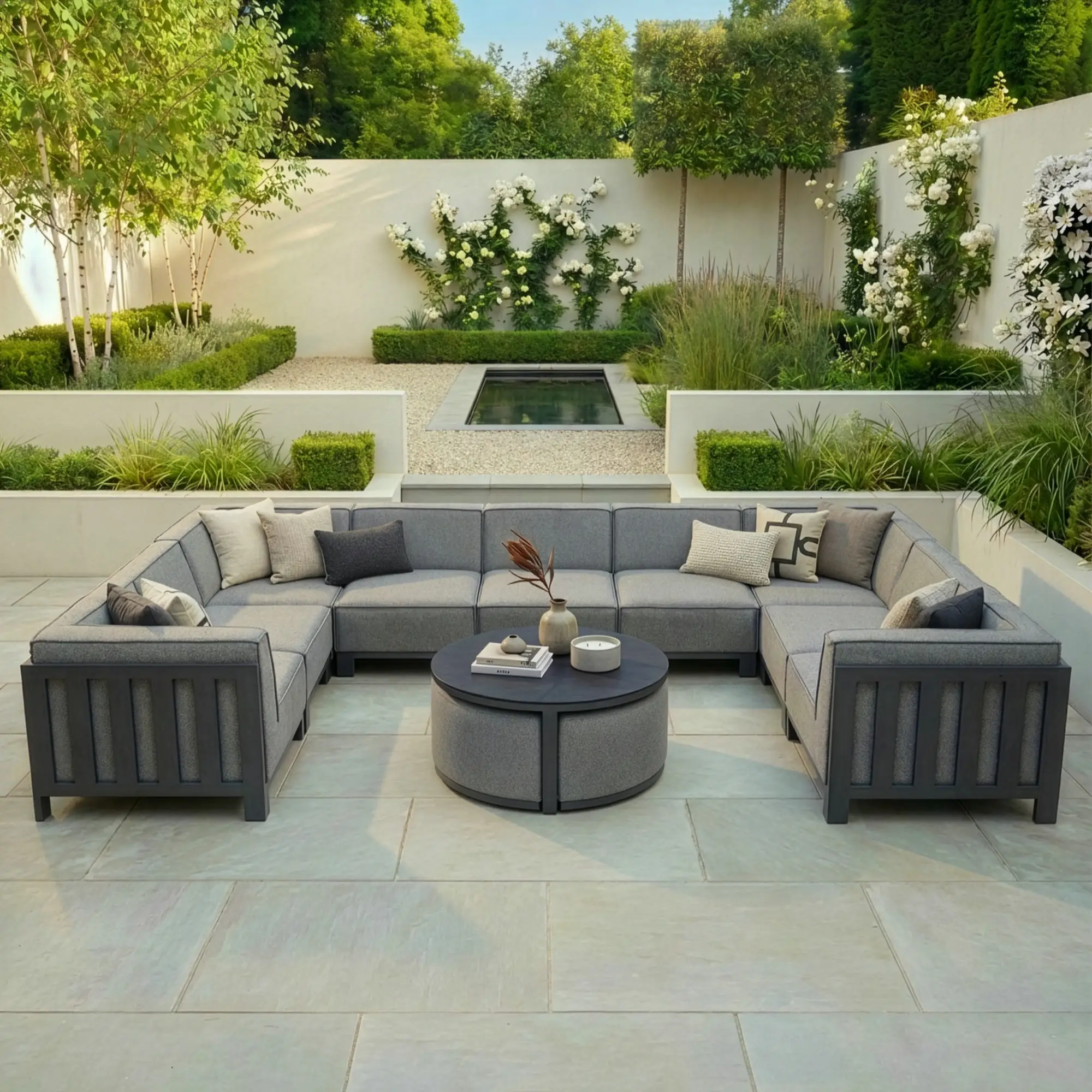 Ibiza U Shape Sofa Set & round Coffee Table