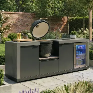 Ember Small Linear Set with Sink, Fridge & 18 inch Kamado
