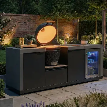 Ember Small Linear Set with Sink, Fridge & 18 inch Kamado