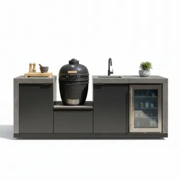 Ember Small Linear Set with Sink, Fridge & 18 inch Kamado