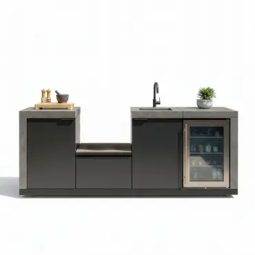 Ember Small Linear Kamado Set with Sink & Fridge
