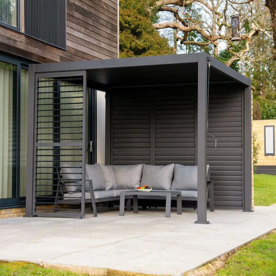 Titan Aluminium Shuttered Louvre Side Panels Set of 3 - 1m