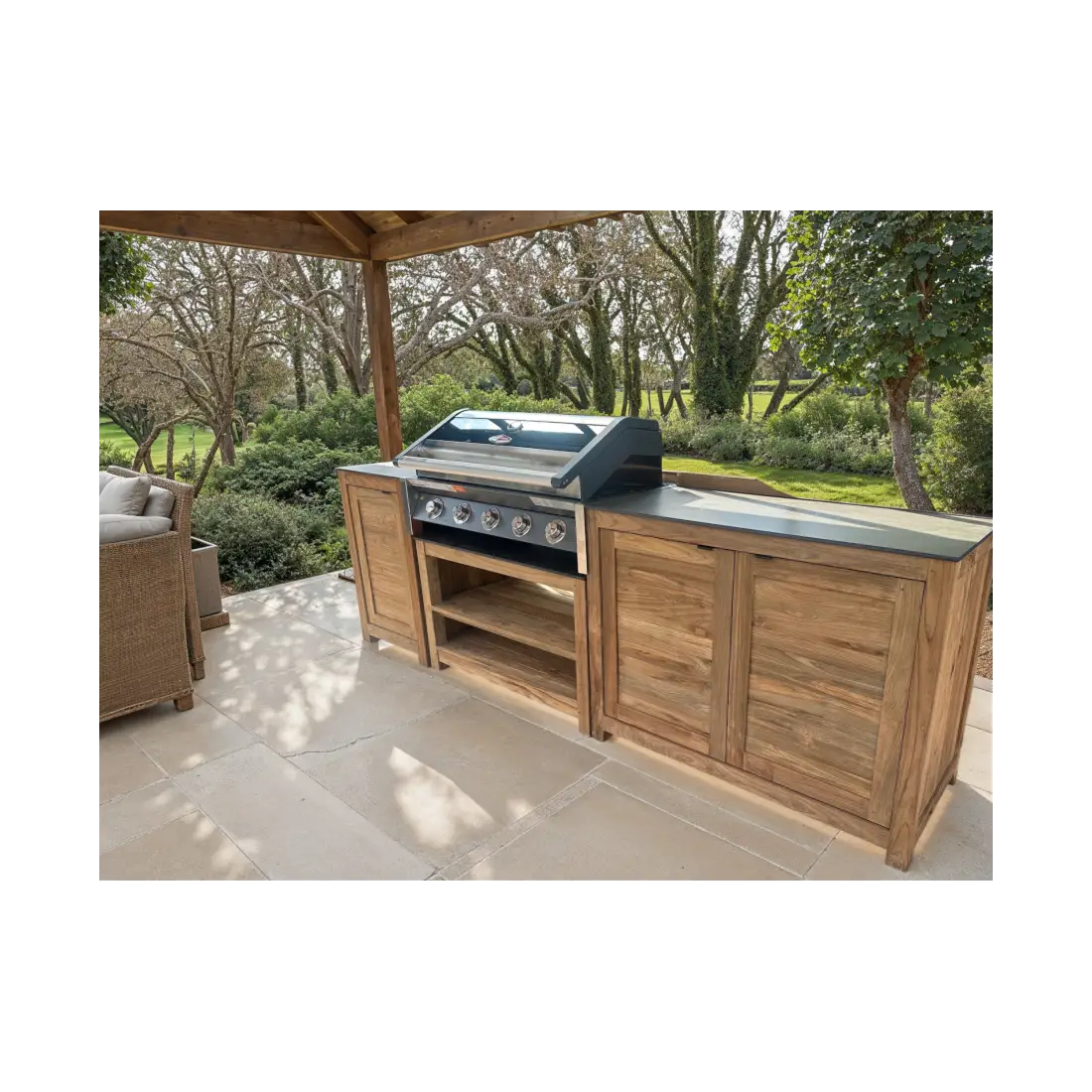 Bari Outdoor Kitchen Set with Beefeater BBQ | Reclaimed Teak