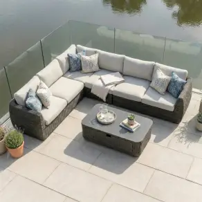 Brodie Rattan Large Corner Sofa Lounging Set