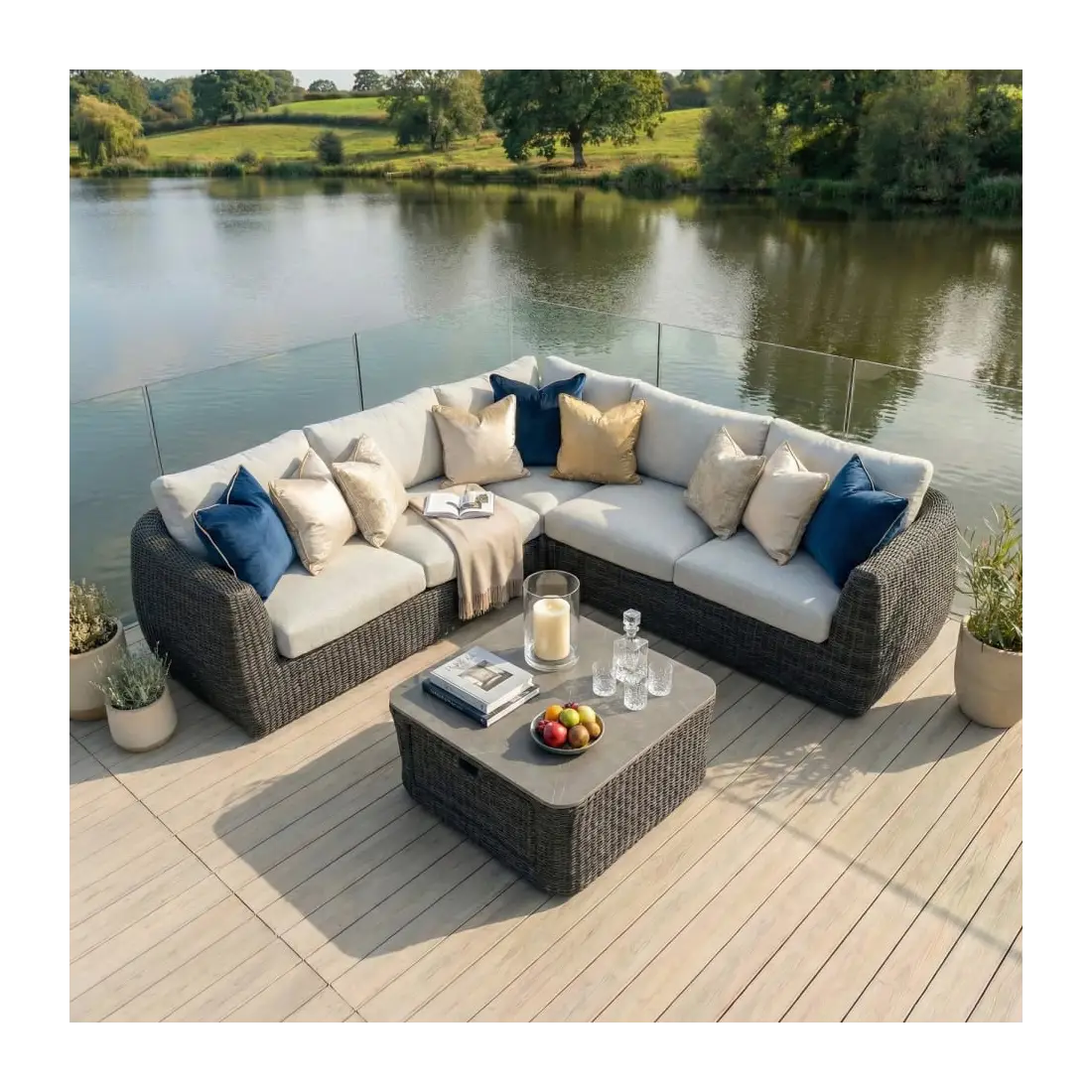 Brodie Rattan Corner Sofa Lounging Set Brodie Rattan Corner Sofa Lounging Set