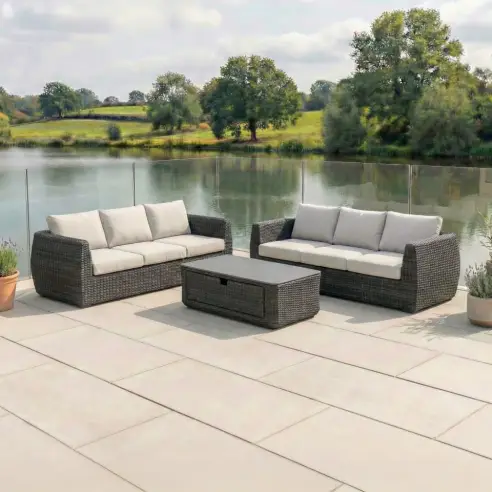 Brodie Rattan 3 Seater Sofa Suite Lounging Set Brodie Rattan 3 Seater Sofa Suite Lounging Set