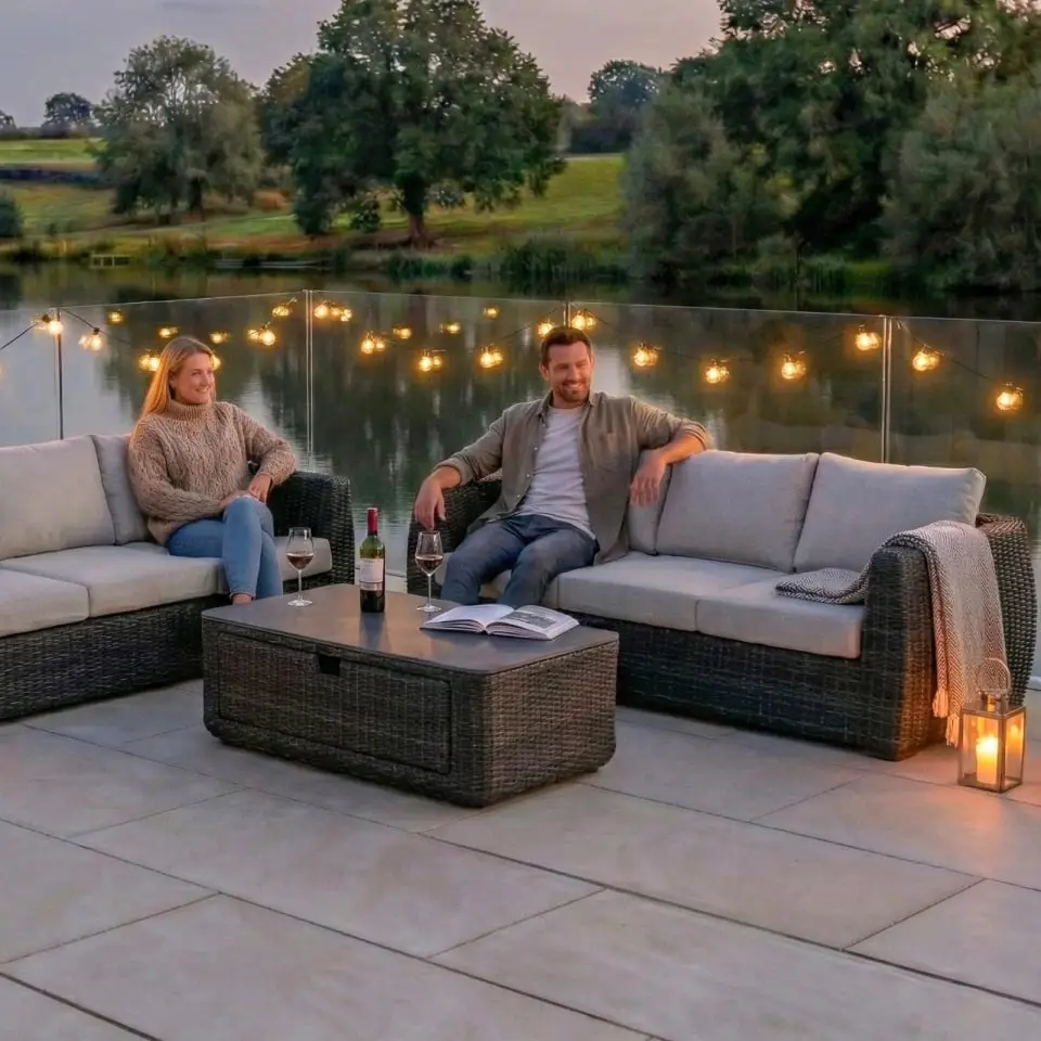 Brodie Rattan 3 Seater Sofa Suite Lounging Set