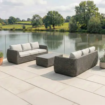 Brodie Rattan 3 Seater Sofa Suite Lounging Set