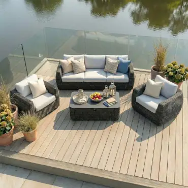 Brodie Rattan 3 Seater Sofa Lounging Set